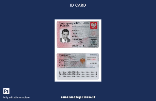 modello di documento d'identità polacco in stile verificato